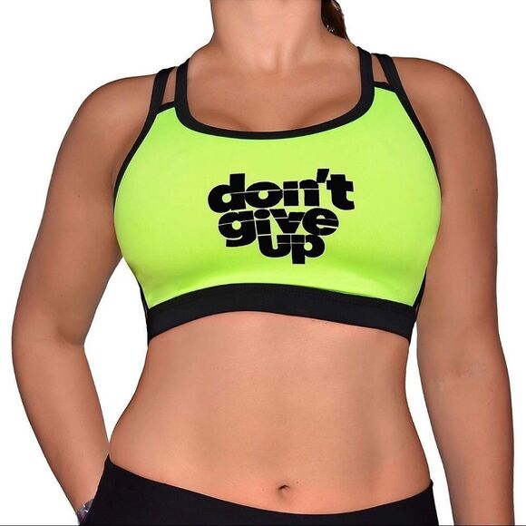 Don’t Give Up Strappy Sports Bra Top- Sizes S,M,L - Picture 2 of 5